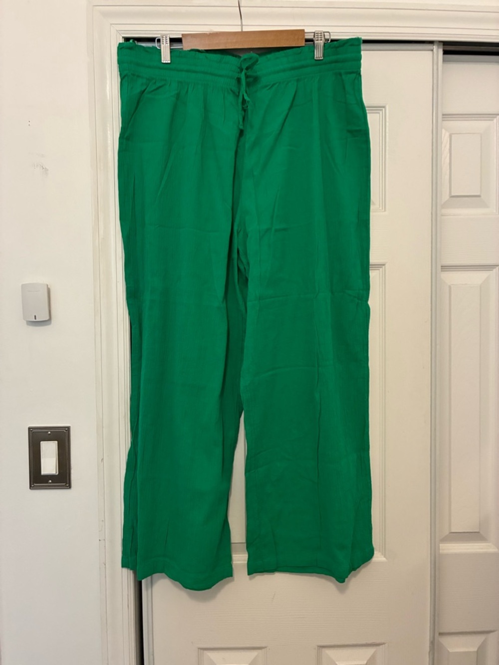 Bright Green Wide-Leg Drawstring Pants-XL